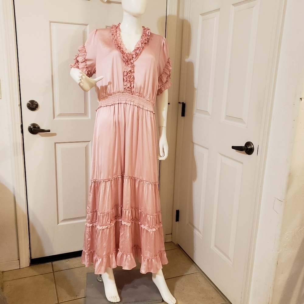 GENERATION LOVE fleur satin maxi dress in patel pink NWT size XL